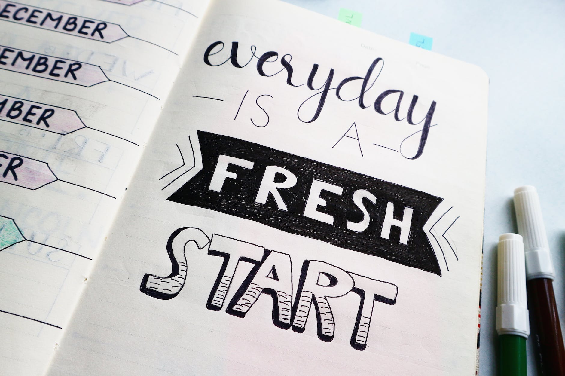 A Diary, and the page says - everyday is a fresh start.